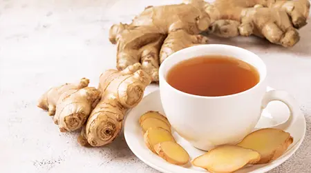 Ginger Tea: Ginger helps calm the throat and ease cough discomfort.